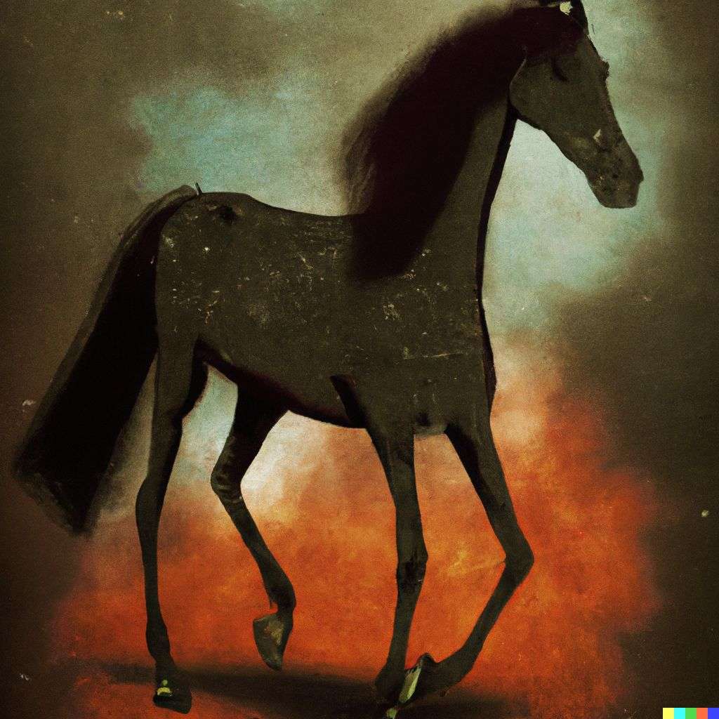 a horse, mixed media
